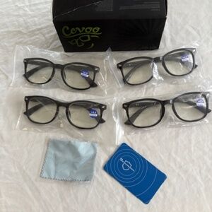 4 Pairs Women CCVOO +4.0 Reading Blue Light Filtering Glasses Cheaters Black New